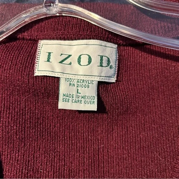 Izod Men's V-Neck Sweater Vest in Burgundy - Picture 7 of 7